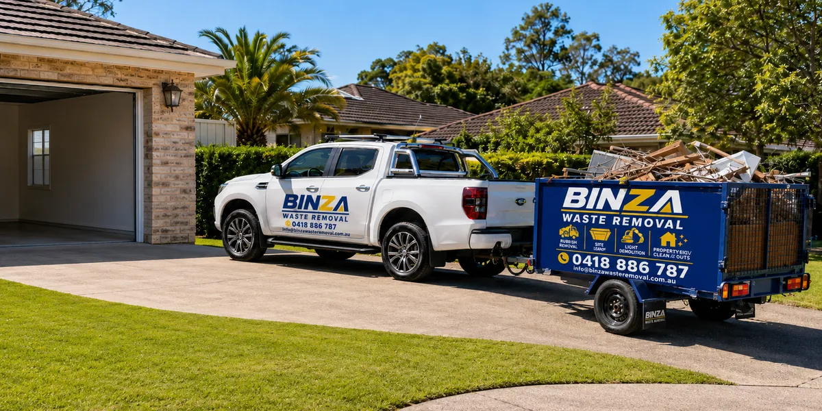 BINZA Waste Removal ute and trailer