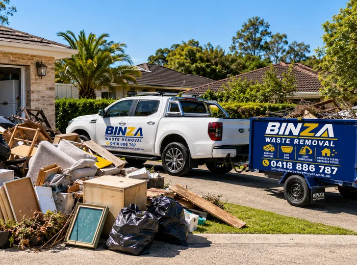 BINZA Waste Removal trailer used to remove demolition waste